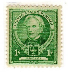 1940 Famous Americans, Horace Mann, Educator, Single 1c Stamp, Sc#869, MNH, OG