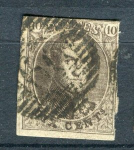 BELGIUM; 1850s classic Leopold Imperf issue used Shade of 10c. value Postmark
