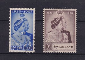 Swaziland KGVI 1948 Royal Silver Wedding SG46/47 VFU BP15913