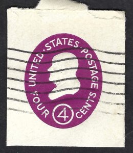 United States #U536b 4¢ Franklin (1958). Red violet. Die 3. Cut square. Used.