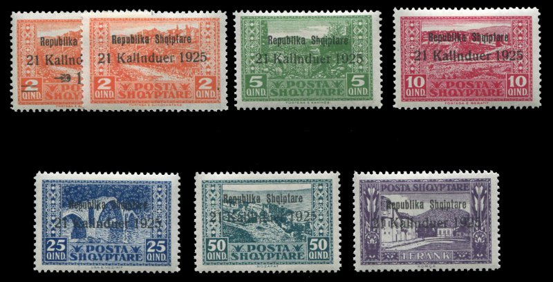 Albania #171-179 Cat$25.75, 1925 Proclamation of the Republic, complete set, ...
