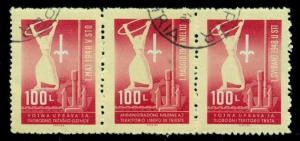 YUGOSLAVIA TRIESTE B #3a Strip of 3, used, VF, Scott $65.00