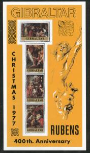 Gibraltar Scott 362a MNH** Rubents 1977 Christmas sheet 