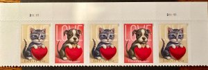 US # 5746b Puppy & Kitty Love strip of 5 forever 2023 Mint NH