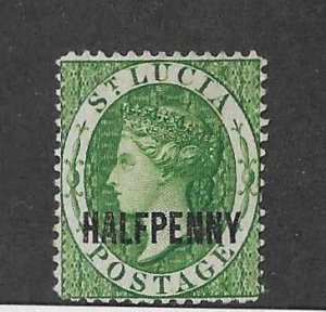 St Lucia  Sc #15  1/2p overprint  NG VF