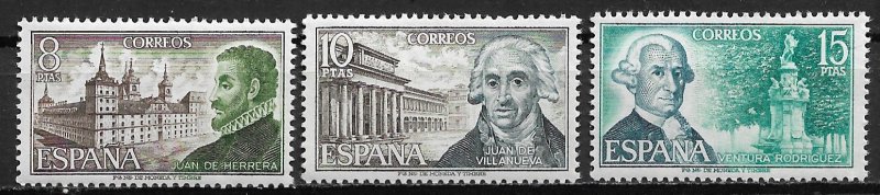 1973 Spain 1744-6 Great Spanish Architects MNH C/S of 3