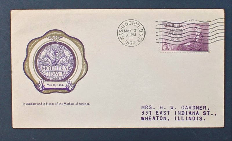 US #737-61 Rice FDC variety Canceled on Mothers Day May 13, 1934 Washington DC