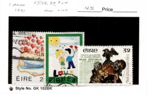 Ireland, Postage Stamp, #822-823, 827 Used, 1991 Love (AB)