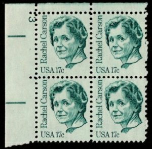 1981 Rachel Carson Plate Block Of 4 17c Postage Stamps, Sc# 1857, MNH, OG