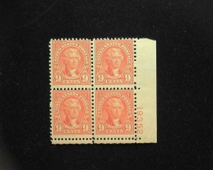 HS&C: Scott #641 9 cent Jefferson. Plate Block #19352. Mint F NH US Stamp