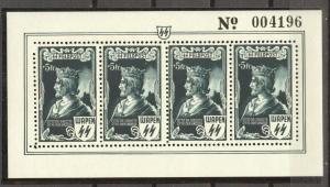 German Occupation 1943 Belgium Flemish Legion, Sheets Mi. IX to XIV, MNH, 