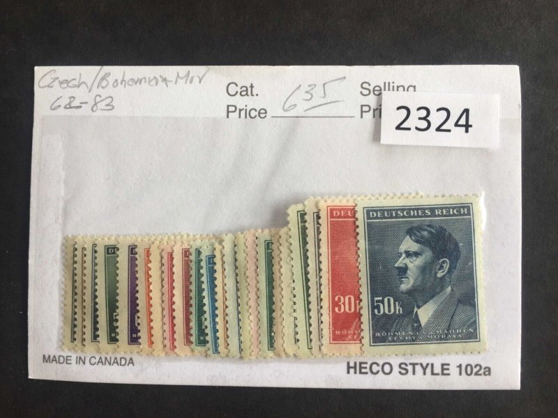 $1 World MNH Stamps (2324) Czechoslovakia Bohemia 62-83 , the set is hinged