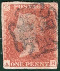 GB QV PENNY RED Stamp SG.7 1d Plate 11 (AH) Maltese Cross MX Cat £130- YOR119