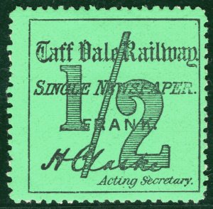 GB Wales TAFF VALE RAILWAY Newspaper Stamp ½d Mint MM YOW124