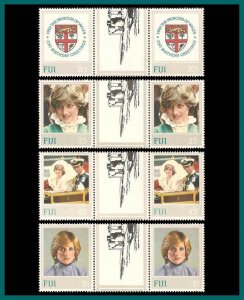 Fiji 1982 Princess Diana, gutt prs, MNH  470-473,SG640-SG643