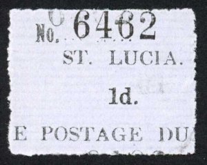 St Lucia SGD1e 1d HANDSTAMP NUMBER DOUBLED Cat 900 pounds