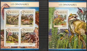 Djibouti 2017 Dinosaurs I sheet + S/S MNH