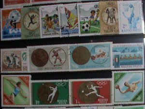 ​HUANGRY STAMP- OLYMPIC & SPORTS-35 DIFFERENT USED STAMPS-CAT. $12  VERY FINE