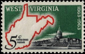 1963 5c West Virginia Statehood Centennial Scott 1232 Mint F/VF NH