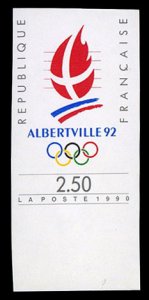 France, 1950-Present #2206 (YT 2632) Cat€46, 1992 Winter Olympics, imperf. ...