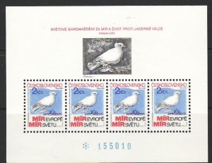 Czechoslovakia Sc 2465a NH souvenir sheet of 1983 - World Peace - Picasso