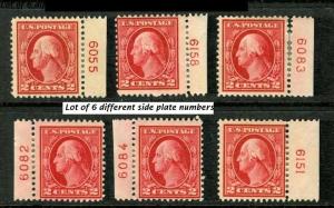 1912 Sc 406 carmine MHR  side plate numbers lot of 6