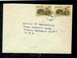 UGANDA  COVER (PP2008B) LIONS 100/-X2 COVER TO USA 