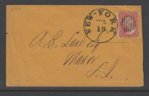 #26 on nice clean New York 1859 cover - NICE!!!