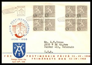 Finland 3314A Blocks of Fours Typed FDC