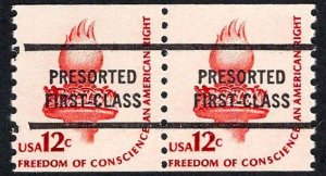 US 1816c MNH VF 12 Cent Liberty Torch Pre-Cancelled Pair Dull Gum CV $150