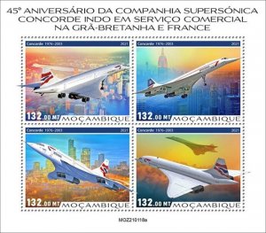 Mozambique - 2021 Concorde 45th Anniversary - 4 Stamp Sheet - MOZ210118a