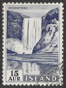 Iceland Scott 289 Used 15a violet blue Skoga Falls Issue of 1956, horse & rider