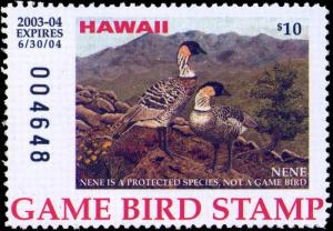 HAWAII #8A 2003 STATE DUCK STAMP GAME BIRD NENE GOOSE by Joy Keown