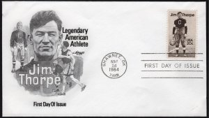 SC#2089 20¢ Jim Thorpe FDC: Artmaster (1984) Unaddressed