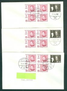 Greenland.  1981. 3 Covers,Used. 4-Block Sc# 86 + 121.  M/S Disko - M/S Kjno -Ka