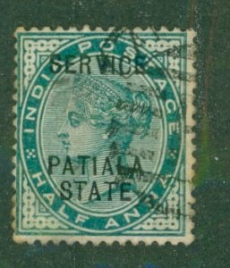 INDIA PATIALA O8 USED BIN $0.50