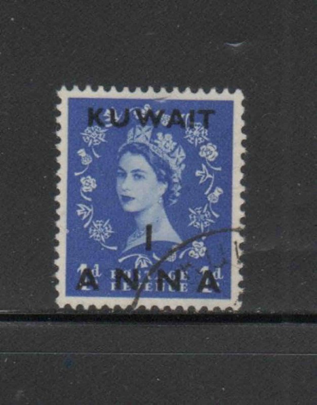 KUWAIT #121  1958  1a on 1p    QE II  SURCHARGED   F-VF  USED  a