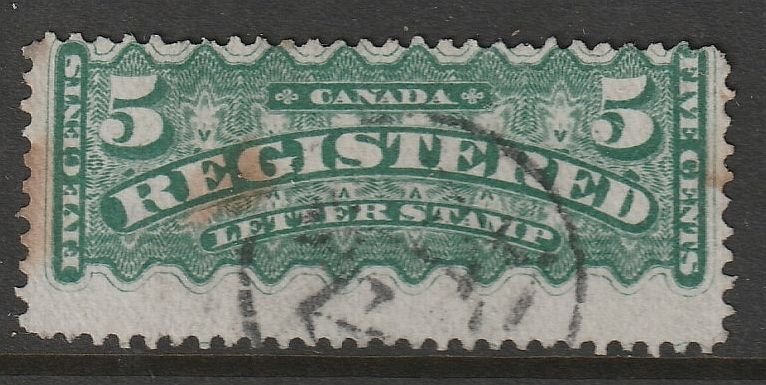 Canada Registered #F2, Fancy Crown Cancel,  Clean Back, (~2038)