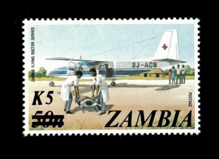 Zambia 1985 - Definitive Flying Doctor Service Surcharged - Single Stamp - MNH