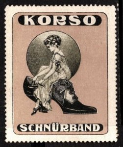 Vintage Germany Poster Stamp Corso Shoe Laces Unused