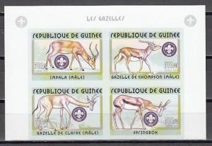 Guinea, Mi cat. 3342-3345 B. Antelopes with Scout logo. IMPERF Block of 4. ^