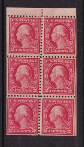 1916 Sc 499e booklet pane 2c MHR original gum, PLATE POSITION H (1G