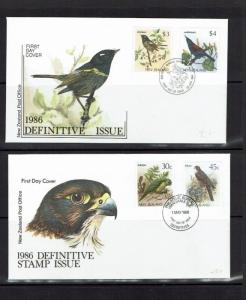 New Zealand: 1985 Native Birds definitive set, Complete collection of FDC's