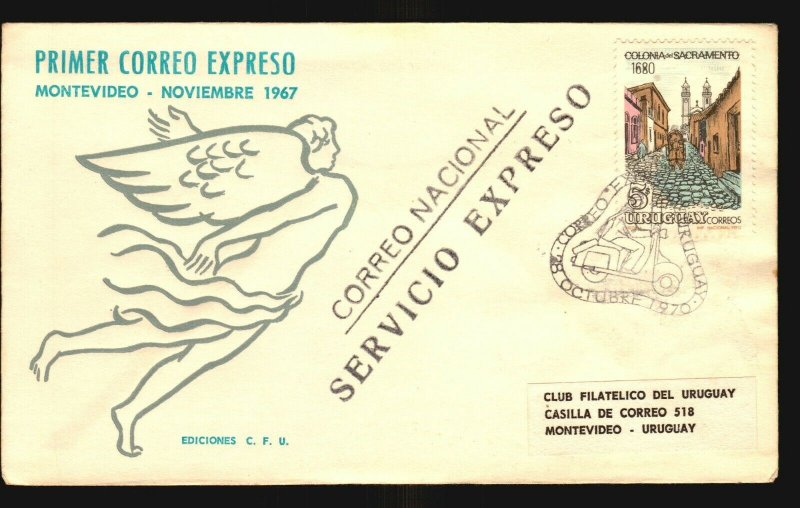 Motorbike scooter vespa 1970 Express mail special cover unusual motrocycle