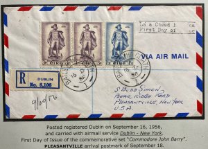 1956 Dublin Ireland Airmail First Day Cover To Plesantville NY USA John Barry