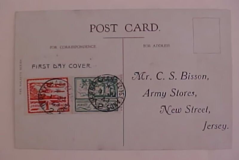 JERSEY FDC #3,4 on PICTURE CARD 1943 JULY 1