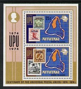 AITUTAKI - 1974 - U P U Centenary - Perf Miniature Sheet - Mint Never Hinged