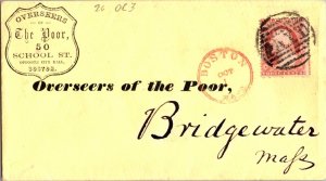 KAPPYS POSTAL HISTORY BOS-BRIDGEWATER OVERSEERS OF THE POOR SC #26a T4 AUG-94