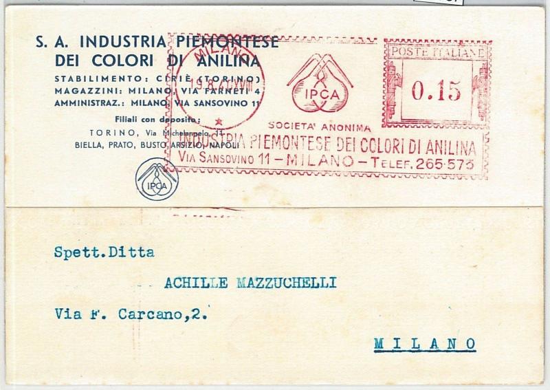 64787 - ITALY - POSTAL HISTORY - Red MECHANICAL POSTMARK: CHEMISTRY Ipca 1940