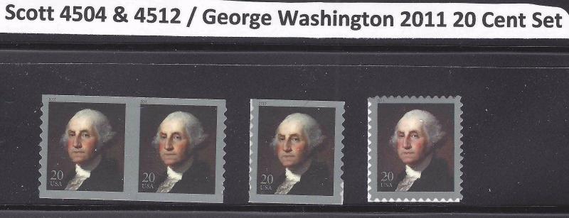 US Scott # 4504-4512 / 2011 George Washington 2011 20 Cent Set 